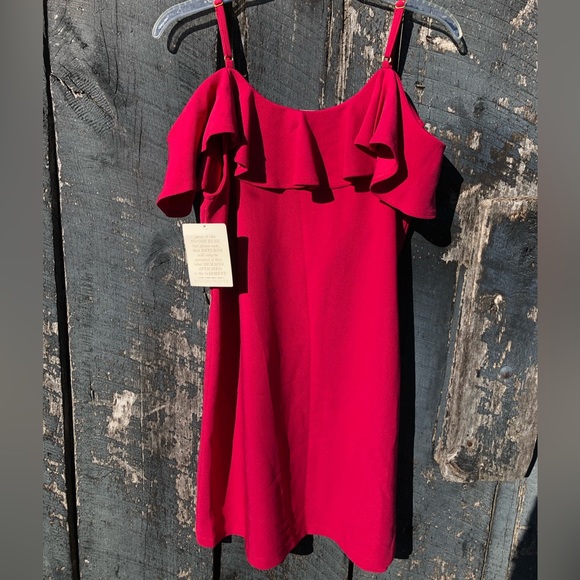 NWT Boston Proper Off the Shoulder Mini Dress Red Berry Medium - Picture 5 of 6